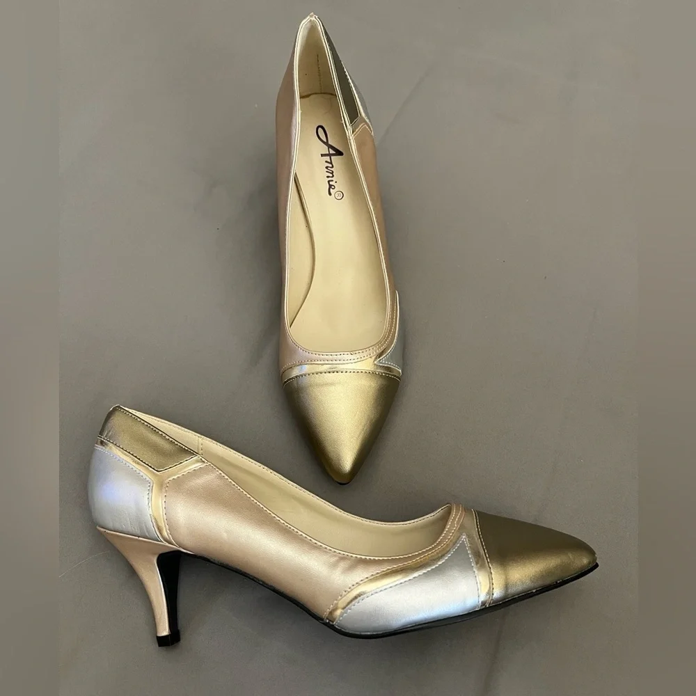 Annie Gold/Silver Heels Pumps 9